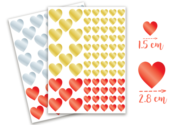 Metallic Heart Stickers - 150 pcs - 2 - Heart Stickers - 10doigts.com - Gommettes cœur : des cœurs adhésifs pour vos activités créatives - 10doigts.fr