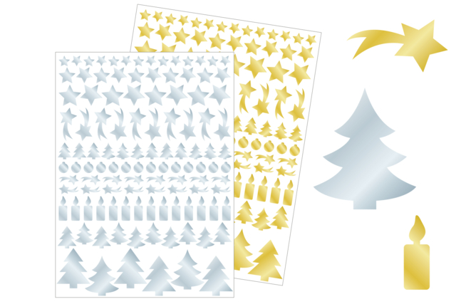 Metallic Christmas Stickers in Gold and Silver - 228 pcs - 1 - Christmas Stickers - 10doigts.com - Gommettes de Noël - 10doigts.fr