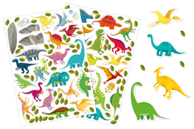 Dinosaur Stickers + Jurassic Mural - 1 - Story Stickers and Decorations - 10doigts.com - Gommettes Histoires et décors - 10doigts.fr
