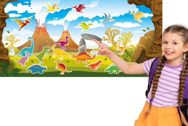 Dinosaur Stickers + Jurassic Mural - 2 - Story Stickers and Decorations - 10doigts.com - Gommettes Histoires et décors - 10doigts.fr
