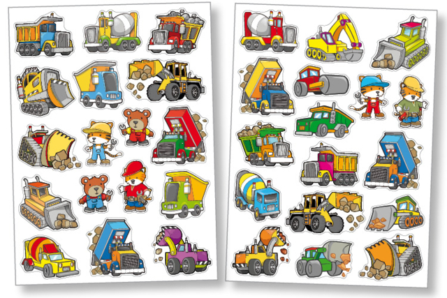 Construction Vehicle Stickers - 34 pcs - 0 - Transport and Profession Stickers - 10doigts.com - Gommettes transports, métiers et chantier pour inventer et créer - 10doigts.fr