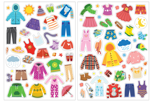 Clothing Stickers for Kids - 60 pcs - 2 - Season Stickers - 10doigts.com - Gommettes saisons : des autocollants pour toute l’année - 10doigts.fr