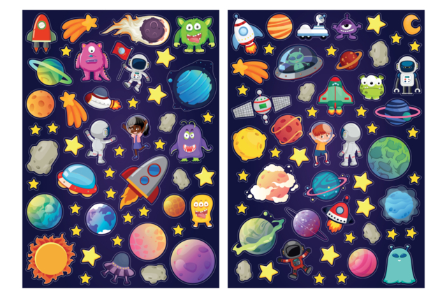 Stickers "Space and Aliens" - 100 pcs - 2 - Story Stickers and Decorations - 10doigts.com - Gommettes Histoires et décors - 10doigts.fr