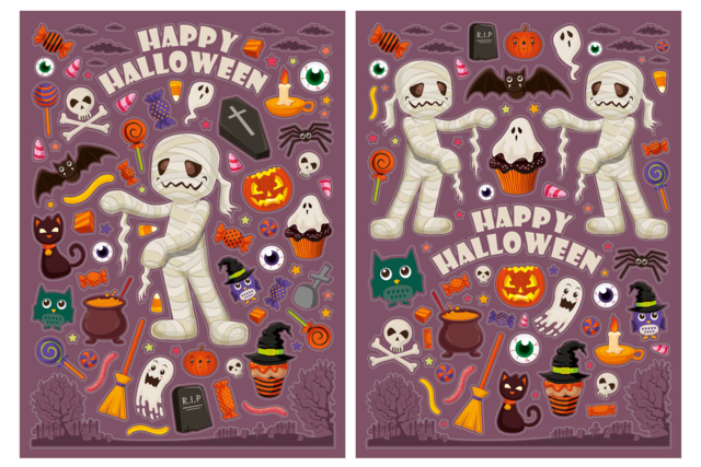 Halloween Mummy Stickers - 171 Stickers - 3 - Halloween Stickers - 10doigts.com - Gommettes Halloween - 10doigts.fr
