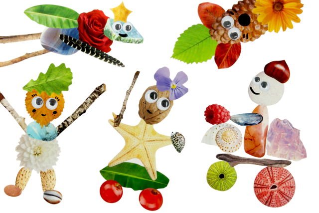 Nature Sticker Character Creation Kit - 3 - Animal and Nature Kits - 10doigts.com - Gommettes Fleurs, Fruits et Légumes - 10doigts.fr