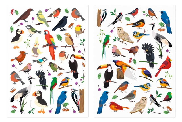 Gomets "Aves del Mundo" - 3 sets (6 planchas) - Des gommettes animaux pour créer et apprendre dès la maternelle - 10doigts.fr