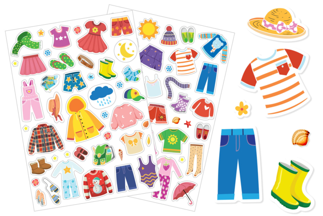 Clothing Stickers for Kids - 60 pcs - 1 - Season Stickers - 10doigts.com - Gommettes saisons : des autocollants pour toute l’année - 10doigts.fr