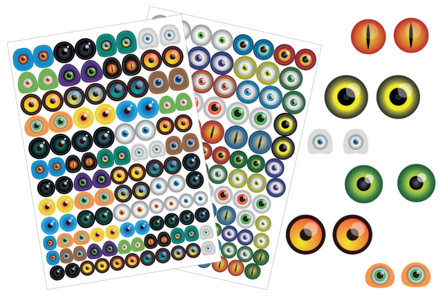 Monster Eye Stickers - 212 pcs - 1 - Eye and Face Stickers - 10doigts.com - Gommettes yeux, visages et smileys pour des créations pleines d’expression - 10doigts.fr