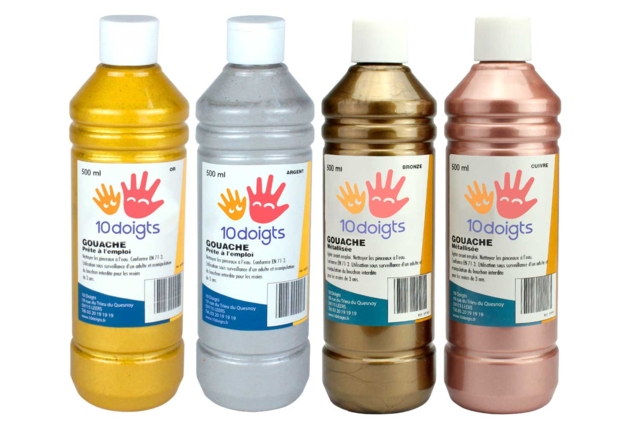 10doigts Metallic Gouache, 500 ml - 1 - Gouache Paint 10doigts - 10doigts.com - Peinture gouache 10doigts : la qualité professionnelle pour les enfants - 10doigts.fr