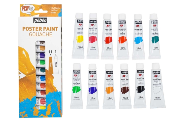 Pebeo Fine Gouache - 12 Pieces - 1 - Liquid Gouache Paint - 10doigts.com - Peinture gouache liquide : des couleurs vives qui s'enlèvent à l'eau - 10doigts.fr