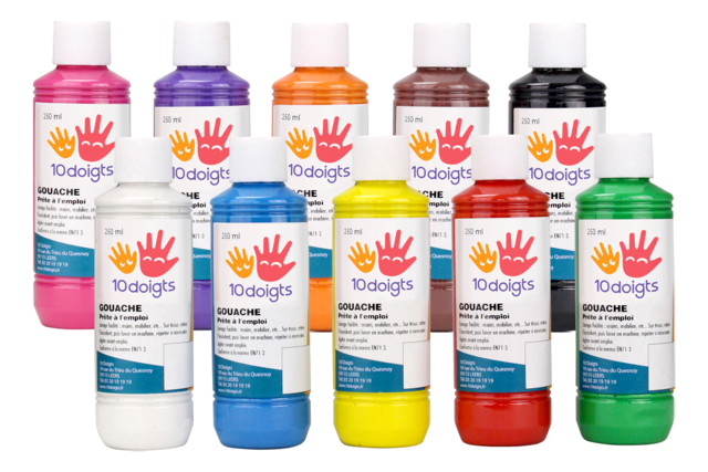 Gouache 10doigts, 250 ml - 10 colors - 1 - Gouache Paint 10doigts - 10doigts.com - Peinture gouache 10doigts : la qualité professionnelle pour les enfants - 10doigts.fr