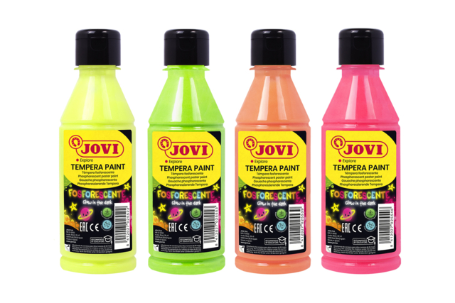 Phosphorescent Gouache, 250 ml - 4 Neon Colors - 1 - Effect Gouache Paint - 10doigts.com - Peinture gouache à effets : de la magie et du relief pour vos créations - 10doigts.fr