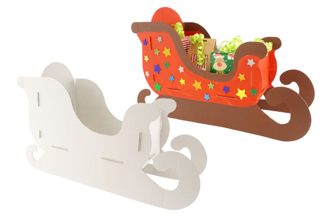Large White Cardboard Sleigh - 1 - Christmas Supports - 10doigts.com - Supports de Noël - 10doigts.fr