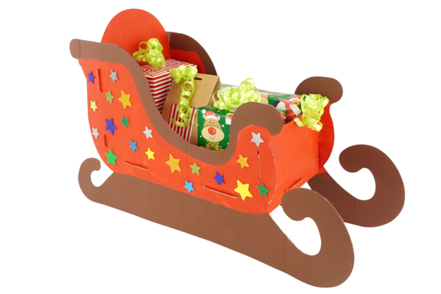 Large White Cardboard Sleigh - 4 - Christmas Supports - 10doigts.com - Supports de Noël - 10doigts.fr