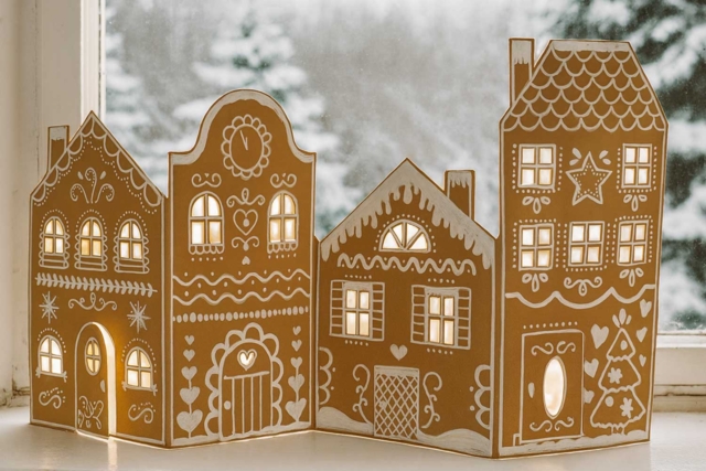 Gran aldea de Navidad + 1 rotulador blanco - Crèches et villages de Noël à fabriquer - 10doigts.fr