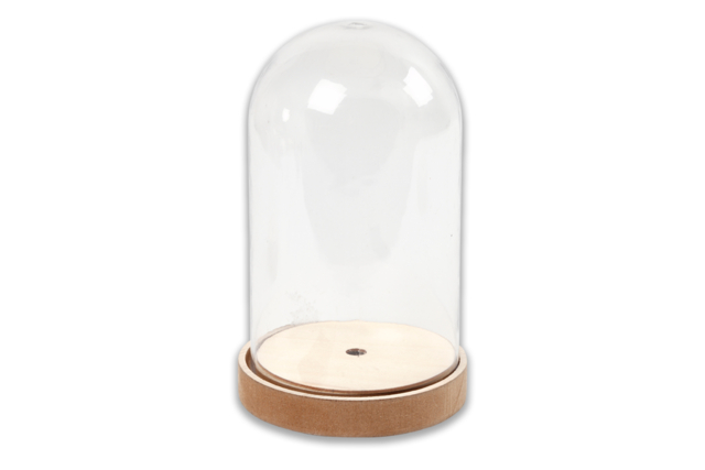 Clear dome with Wooden Base - 18 cm - 1 - Christmas Wooden Objects - 10doigts.com - Décorations de Noël en bois - 10doigts.fr