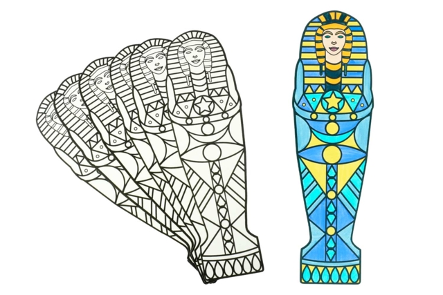 Large Coloring Sarcophagi - 6 Pieces - 1 - Coloring Shapes and Drawings - 10doigts.com - Coloriage - 10doigts.fr