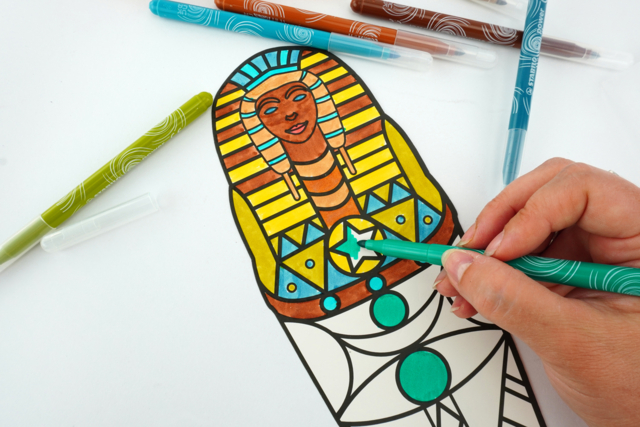 Large Coloring Sarcophagi - 6 Pieces - 2 - Coloring Shapes and Drawings - 10doigts.com - Coloriage - 10doigts.fr