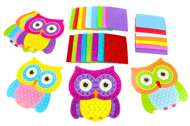 Decorate Your Own Owls with Mosaics - 1 - Paper and Foam Mosaics - 10doigts.com - Mosaïques papier, mousse - 10doigts.fr