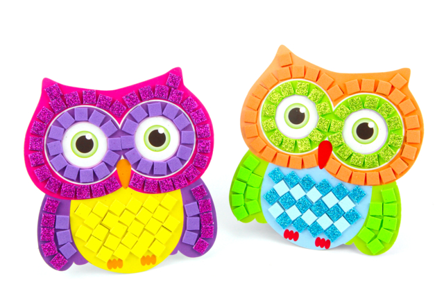 Decorate Your Own Owls with Mosaics - 2 - Paper and Foam Mosaics - 10doigts.com - Mosaïques papier, mousse - 10doigts.fr