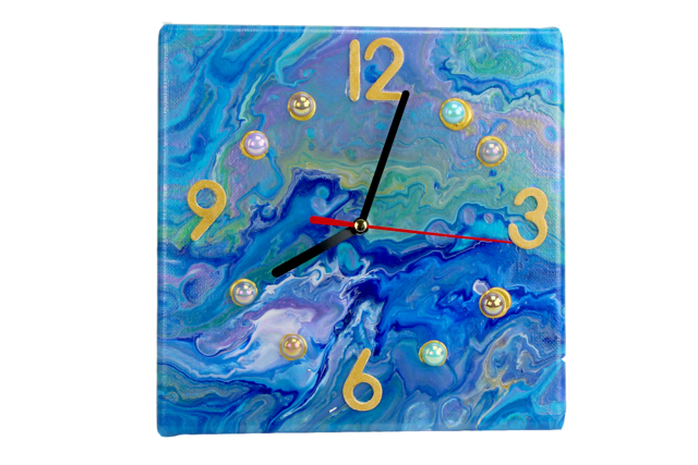 mecanismo de reloj - Peinture marbling - 10doigts.fr