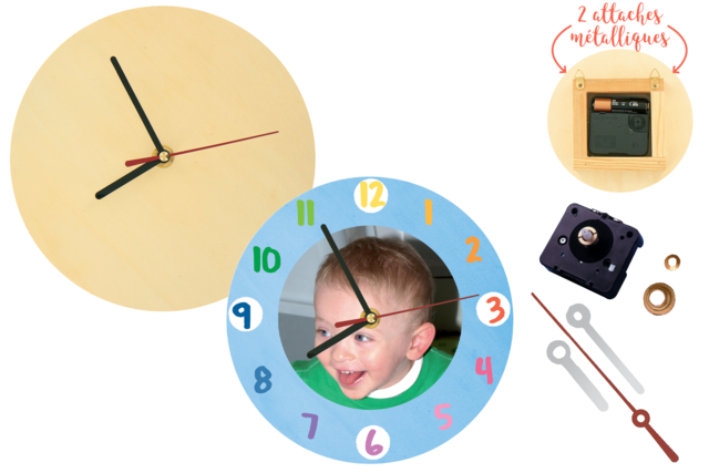 Round Wooden Clock - 9 - Craftable Clocks - 10doigts.com - Horloges à fabriquer - 10doigts.fr