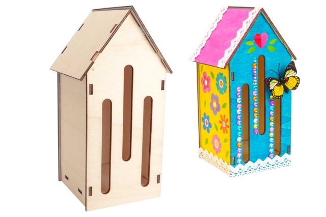 Wooden Butterfly House - 4 - Wooden Birdhouses and Feeders - 10doigts.com - Nichoirs, mangeoires et refuges en bois à décorer - 10doigts.fr