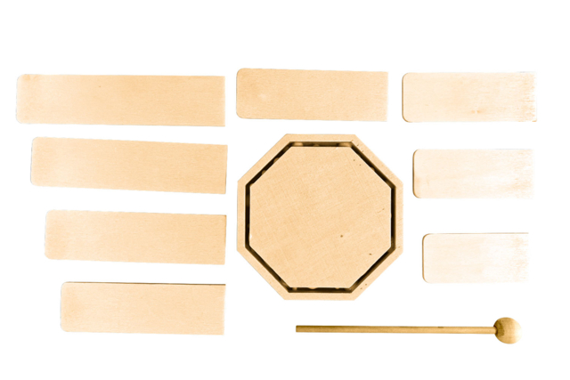 Wooden Octoblock to Assemble + Mallet - 4 - Wooden Instruments - 10doigts.com - Instruments de musique en bois à décorer - 10doigts.fr