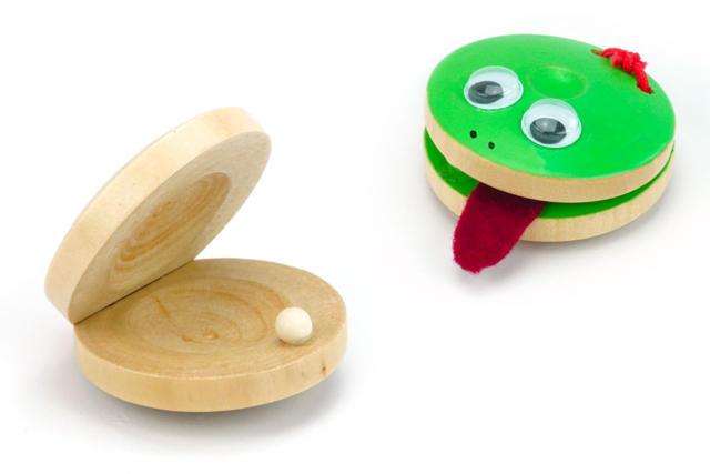Wooden Castanets - 2 Pieces - 4 - Wooden Instruments - 10doigts.com - Instruments de musique en bois à décorer - 10doigts.fr