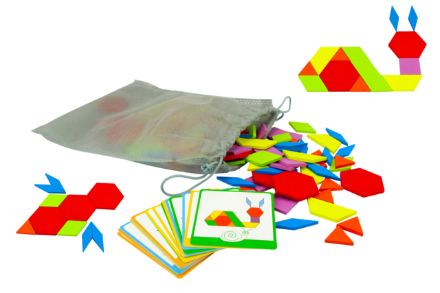 Wooden Tangram Game - 130 Pieces - 1 - Wooden Games and Toys - 10doigts.com - Jeux et Jouets en bois à décorer - 10doigts.fr