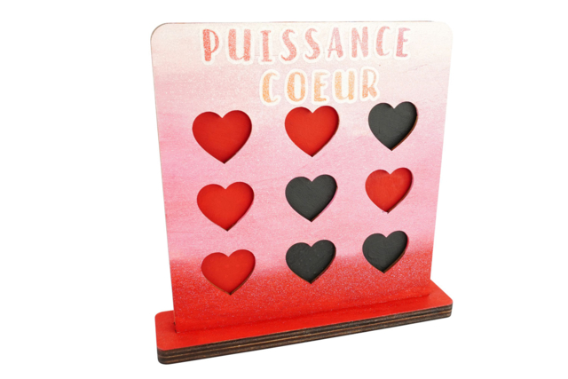 juego potencia corazón de madera y fichas - Jeux et Jouets en bois à décorer - 10doigts.fr