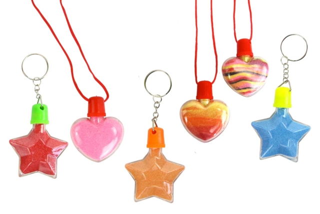 DIY Jewelry Kit with Colored Sand - 6 Jewelry Pieces + 12 Sand Tubes - 2 - Keychains - 10doigts.com - Porte-clés - 10doigts.fr