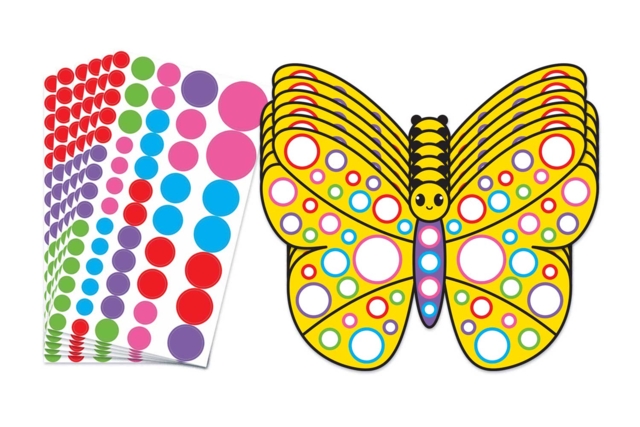Kit 6 mariposas en cartón fuerte + gomets - Kits créatifs avec gommettes : le plein d’idées pour les petits artistes - 10doigts.fr
