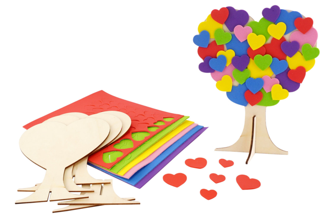 Love Trees Wood Kit - 4 Pieces - 1 - Wooden Objects for the Home - 10doigts.com - Objets en bois à décorer pour la maison - 10doigts.fr
