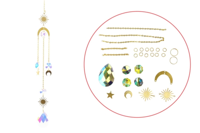 Sun Catcher Kit - 3 Assorted Suspensions - 4 - Dreamcatcher Kits - 10doigts.com - Kits attrape-rêves : créez une décoration poétique unique - 10doigts.fr