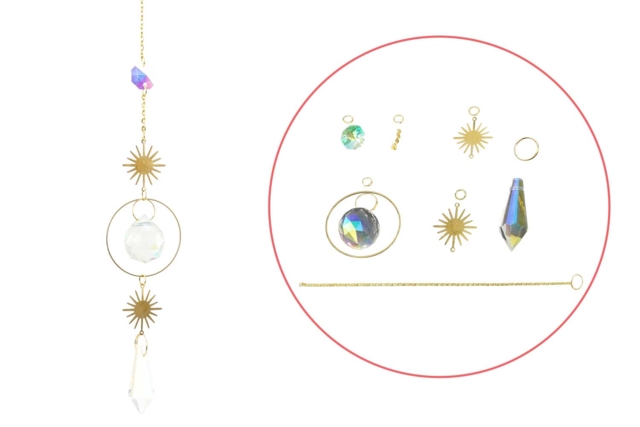Sun Catcher Kit - 3 Assorted Suspensions - 3 - Dreamcatcher Kits - 10doigts.com - Kits attrape-rêves : créez une décoration poétique unique - 10doigts.fr