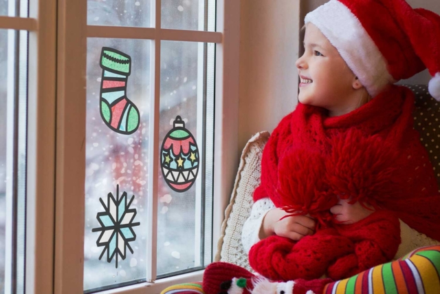 Kit atrapasol Navidad + papeles de seda - 4 unidades - Décors de fenêtres de Noël - 10doigts.fr