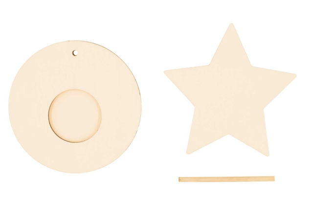 Wooden Star Candle Holders - 4 Pieces - 3 - Wood Candle Holders - 10doigts.com - Bougeoirs et photophores à décorer - 10doigts.fr