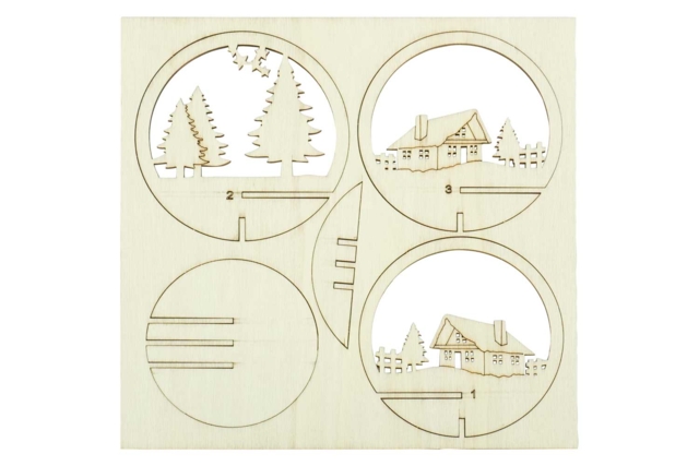 Kit de bolas de Navidad DIY – Casas y árboles de madera en bola transparente x10 - Boules de Noël DIY - 10doigts.fr