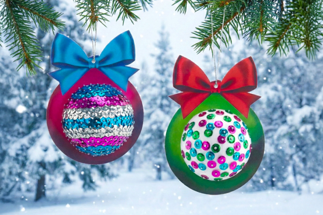Kit bolas de Navidad con lentejuelas - 4 unidades - Boules de Noël DIY - 10doigts.fr