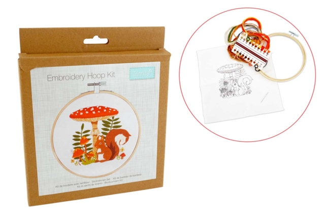 Embroidery Kit with Wooden Hoop: Squirrel - 1 - Embroidery Hoops and Fabrics - 10doigts.com - Tambours et toiles à broder - 10doigts.fr