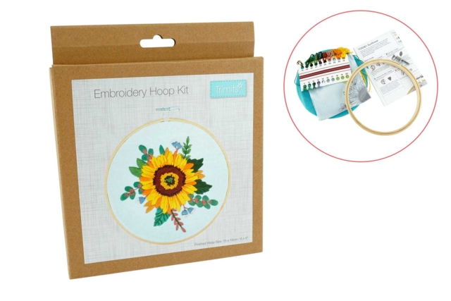 Embroidery Kit with Wooden Hoop: Sunflower - 1 - Sewing Kits - 10doigts.com - Kits Mercerie - 10doigts.fr
