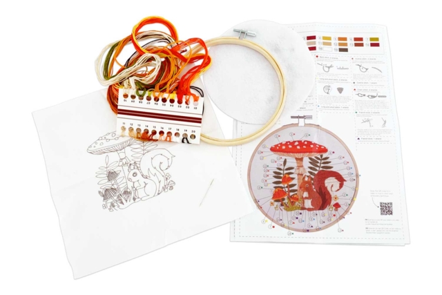 Embroidery Kit with Wooden Hoop: Squirrel - 4 - Embroidery Hoops and Fabrics - 10doigts.com - Tambours et toiles à broder - 10doigts.fr