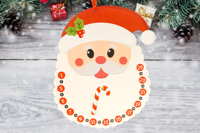 kit Calendario de Adviento Papá Noel en cartón fuerte - Calendriers de l'Avent à décorer - 10doigts.fr