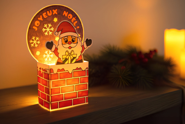 kit chimenea navideña para colorear - Photophores de Noël à décorer - 10doigts.fr