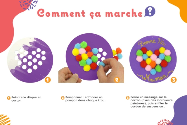 Kit corazones a pomponar - 6 unidades - Kits éducatifs : le plaisir d'apprendre par la manipulation - 10doigts.fr