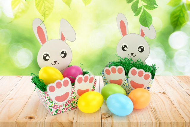 Kit cestas de conejitos para montar - 4 colores - Paniers de Pâques - 10doigts.fr