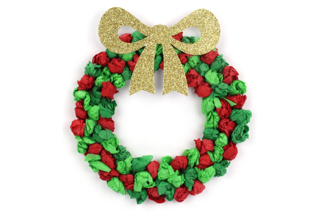 Christmas Wreath Kit in Tissue Paper - 1 - Christmas Creative Kits for Children - 10doigts.com - Kits créatifs de Noël pour les enfants - 10doigts.fr