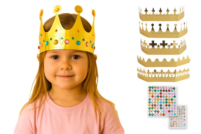 Kit coronas reales + strass - 5 unidades - Couronnes et Chapeaux pour Carnaval : Loisirs Créatifs pour Enfants - 10doigts.fr