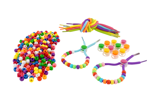 Kit para hacer 12 pulseras: cintas, cierres y cuentas infantiles - Kits Bijoux - 10doigts.fr